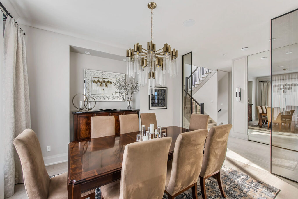 Elegant dining room chandelier installation by G&S Electric in London, Ontario